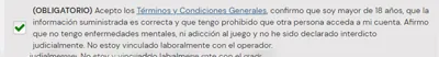 Confirmar la edad al registrarse en la casa de apuestas Rushbet